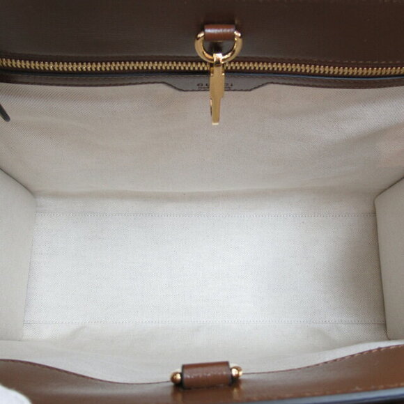 Gucci Interlocking GG Tote Bag Leather Brown Beige - Picture 6 of 10